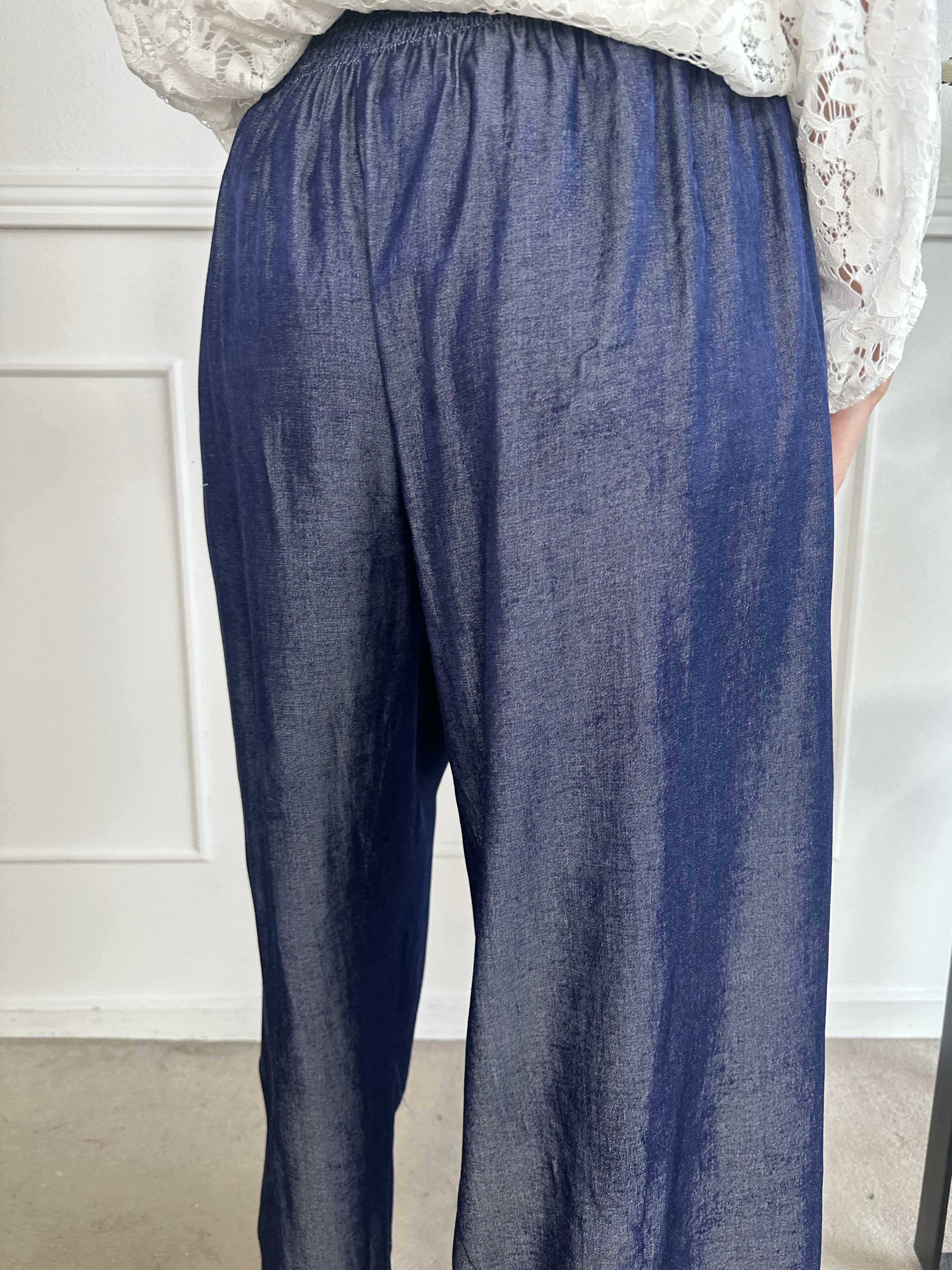 Pams Denim Pants - Løse bukser med elastikkant i livet